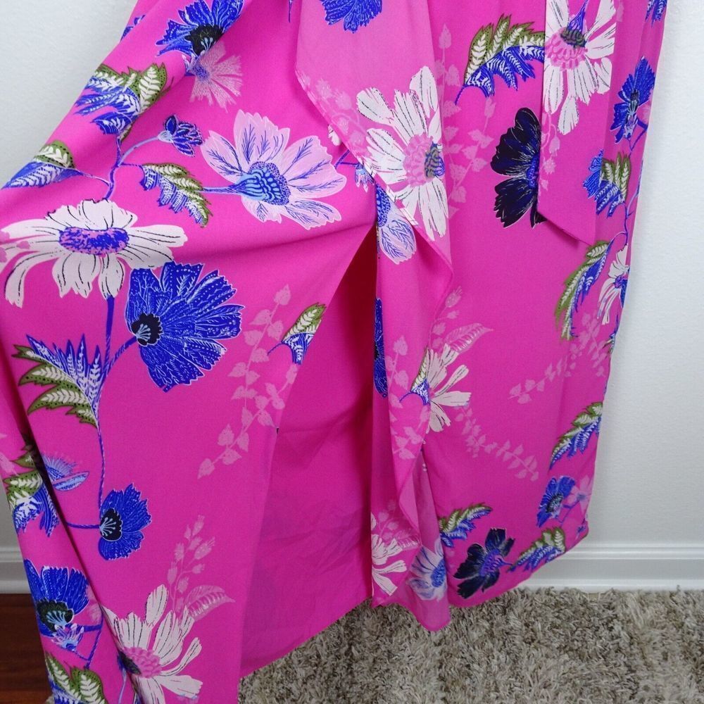 RACHEL ROY Maxi Dress Cold Shoulder Floral Flowy Ruffle Slit Tie-Waist Pink 6 - Picture 6 of 13